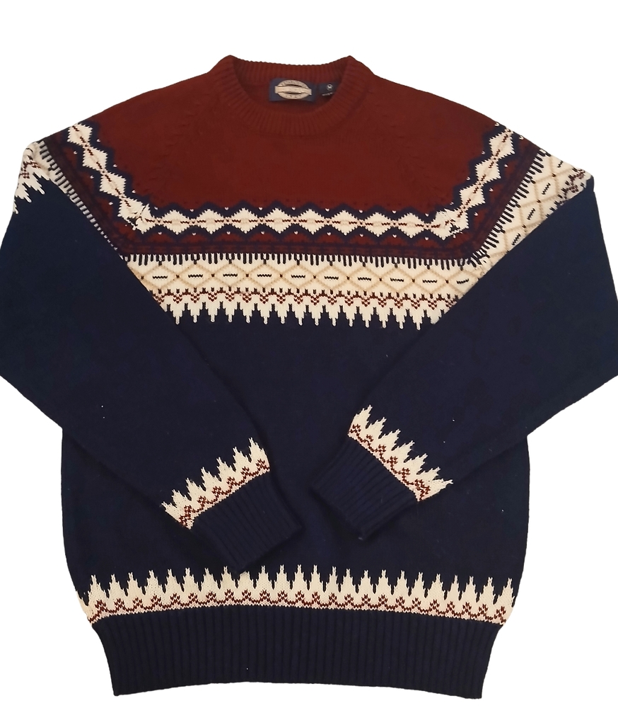 Towncraft Navy & Rust Fair Isle Crewneck Sweater